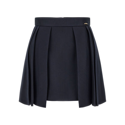 Elisabetta Franchi Blue Virgin Wool Long Skirt