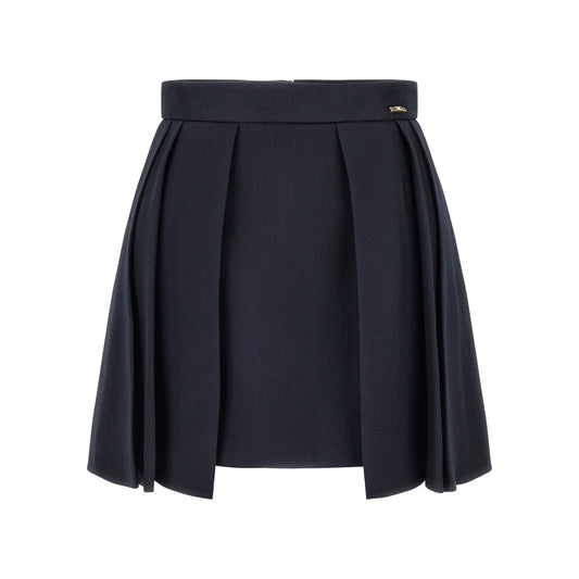 Elisabetta Franchi Blue Virgin Wool Long Skirt