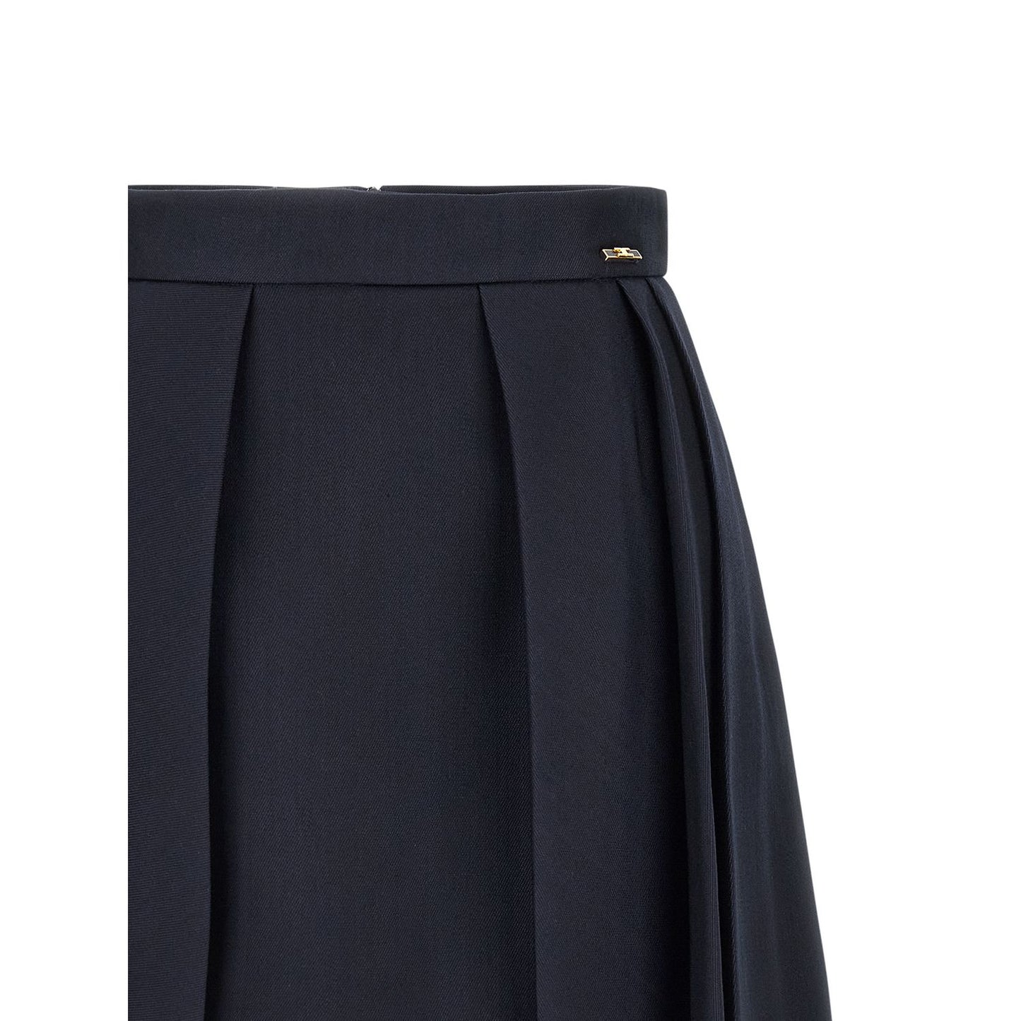 Elisabetta Franchi Blue Virgin Wool Long Skirt