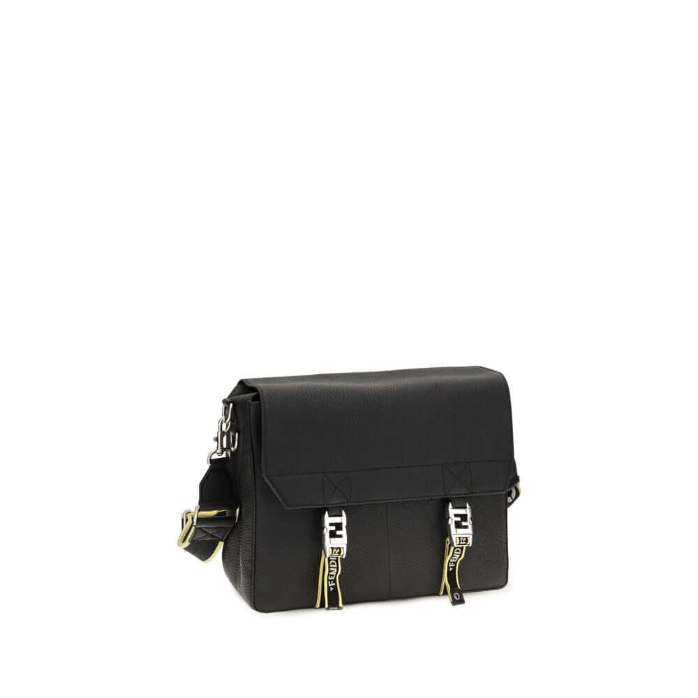 Fendi Black Calf Leather Bos Taurus Shoulder Bag