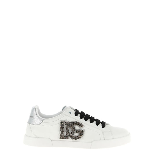 Dolce & Gabbana Silver Calfskin Low Top Sneakers
