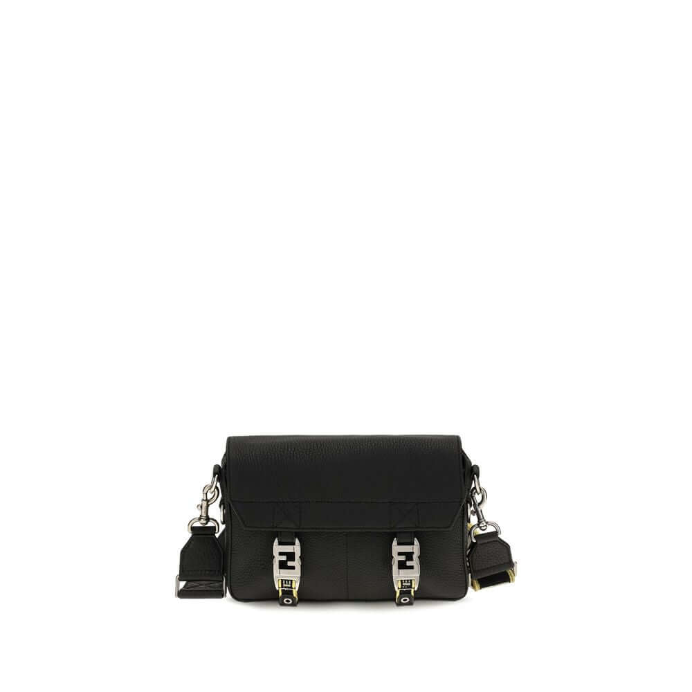 Fendi Black Calf Leather Bos Taurus Shoulder Bag