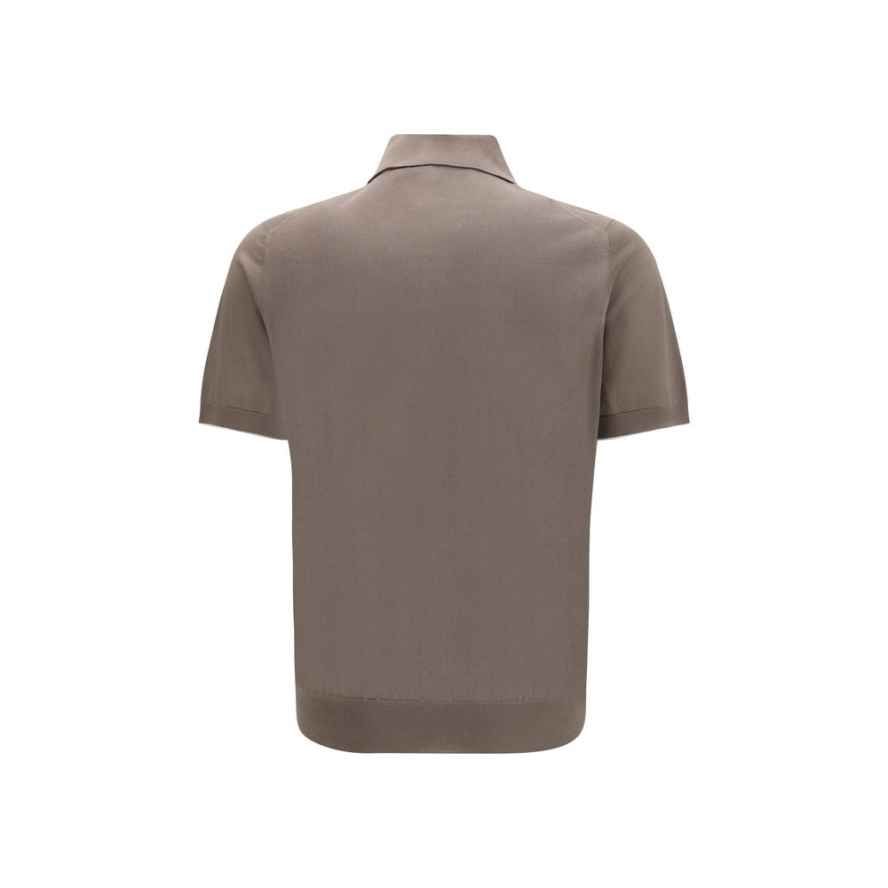 Brunello Cucinelli Brown Cotton Polo Shirt