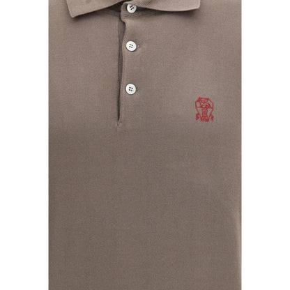 Brunello Cucinelli Brown Cotton Polo Shirt