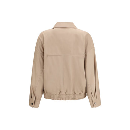 Brunello Cucinelli Beige Leather Leather Jacket