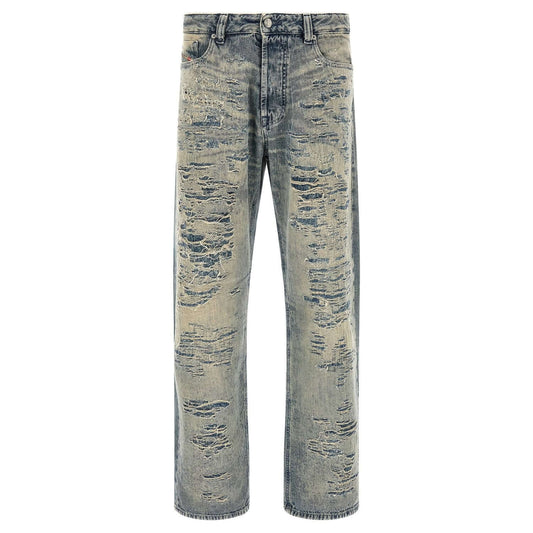 Diesel Blue Cotton Relaxed Fit Jeans