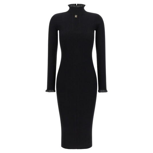 Elisabetta Franchi Black Viscose Midi Dress
