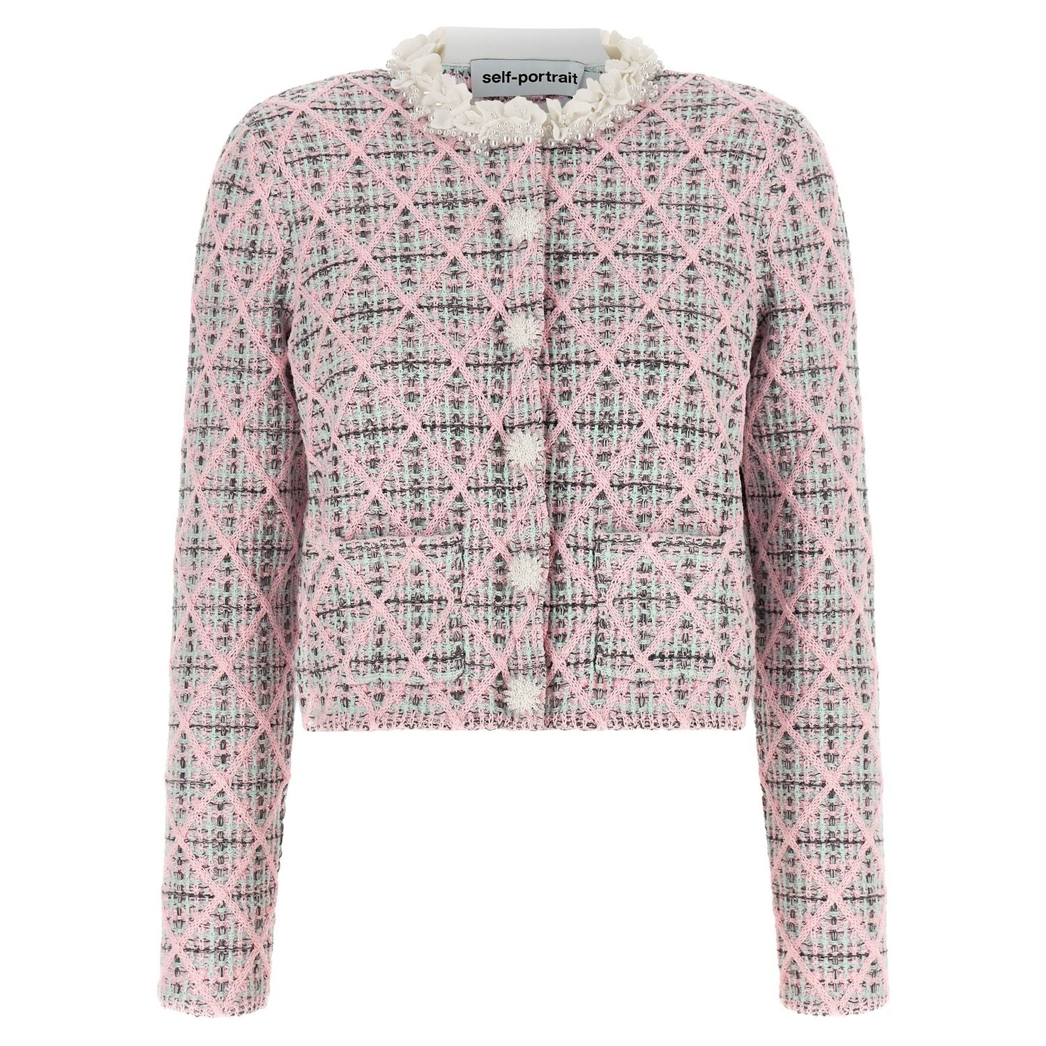 Self-Portrait Multicolor Cotton Cardigan