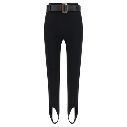 Self-Portrait Black Viscose Leggings