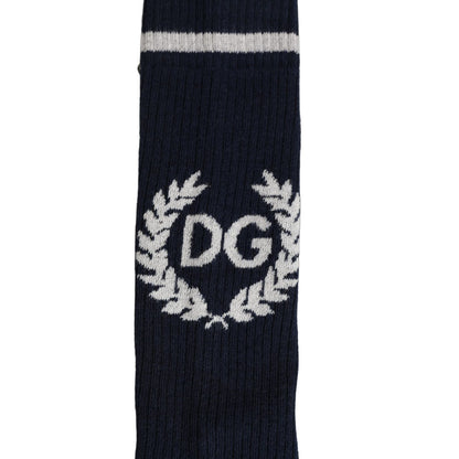 Dolce & Gabbana Men Navy Blue DG Logo Mid Calf Accessory Socks