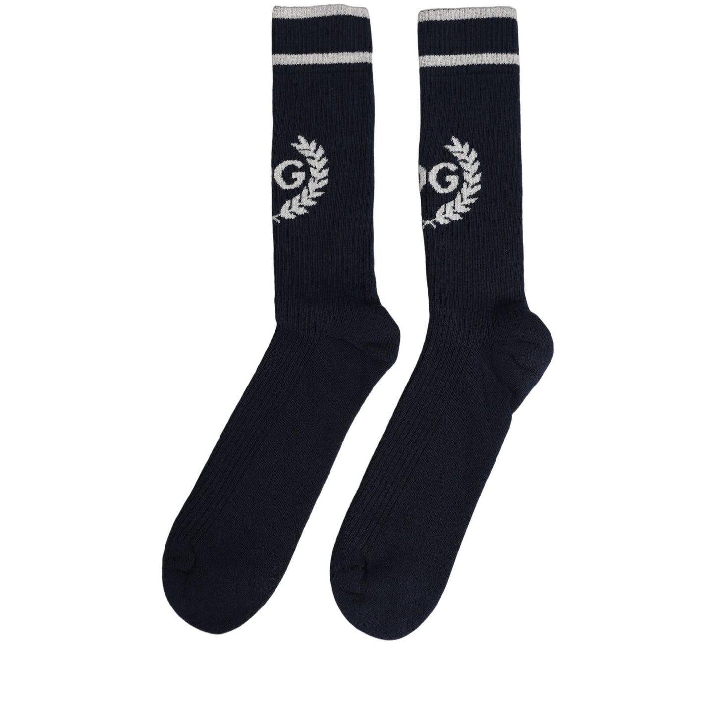 Dolce & Gabbana Men Navy Blue DG Logo Mid Calf Accessory Socks