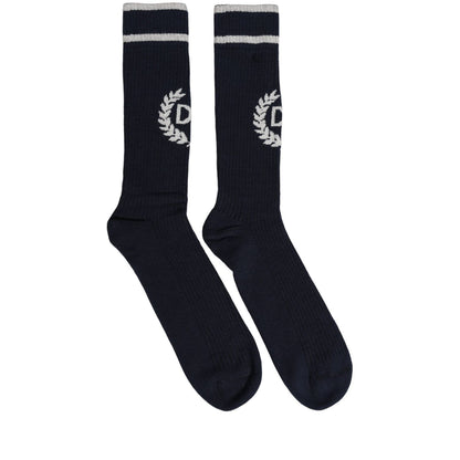 Dolce & Gabbana Men Navy Blue DG Logo Mid Calf Accessory Socks