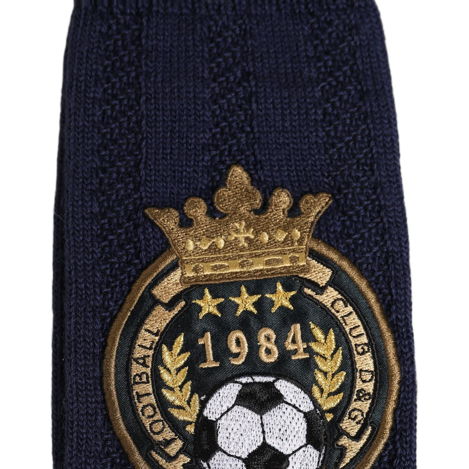 Dolce & Gabbana Navy Blue Wool Crest Logo Knee High Accessory Socks