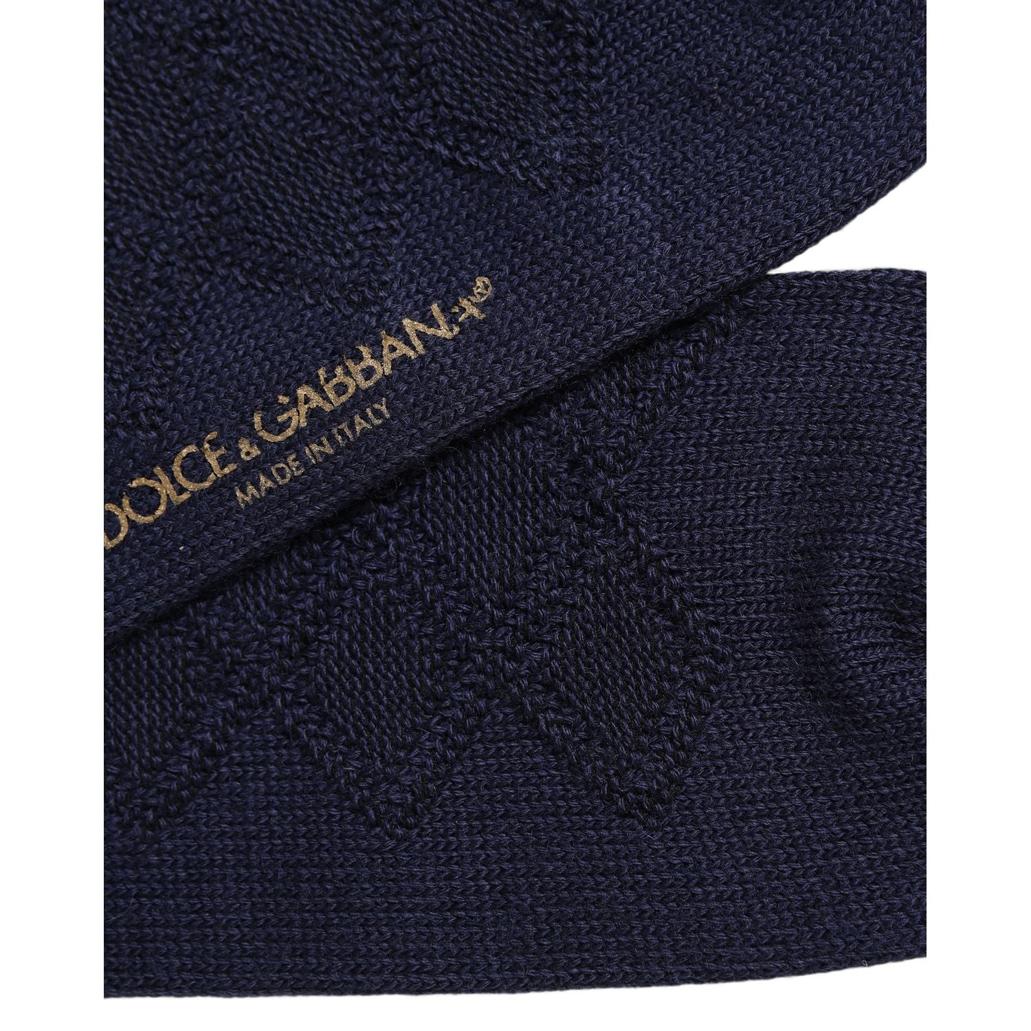Dolce & Gabbana Navy Blue Wool Crest Logo Knee High Accessory Socks