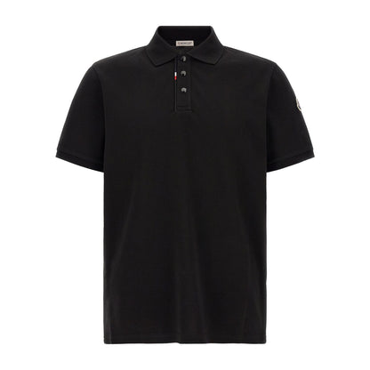 Moncler Black Cotton Polo Shirt