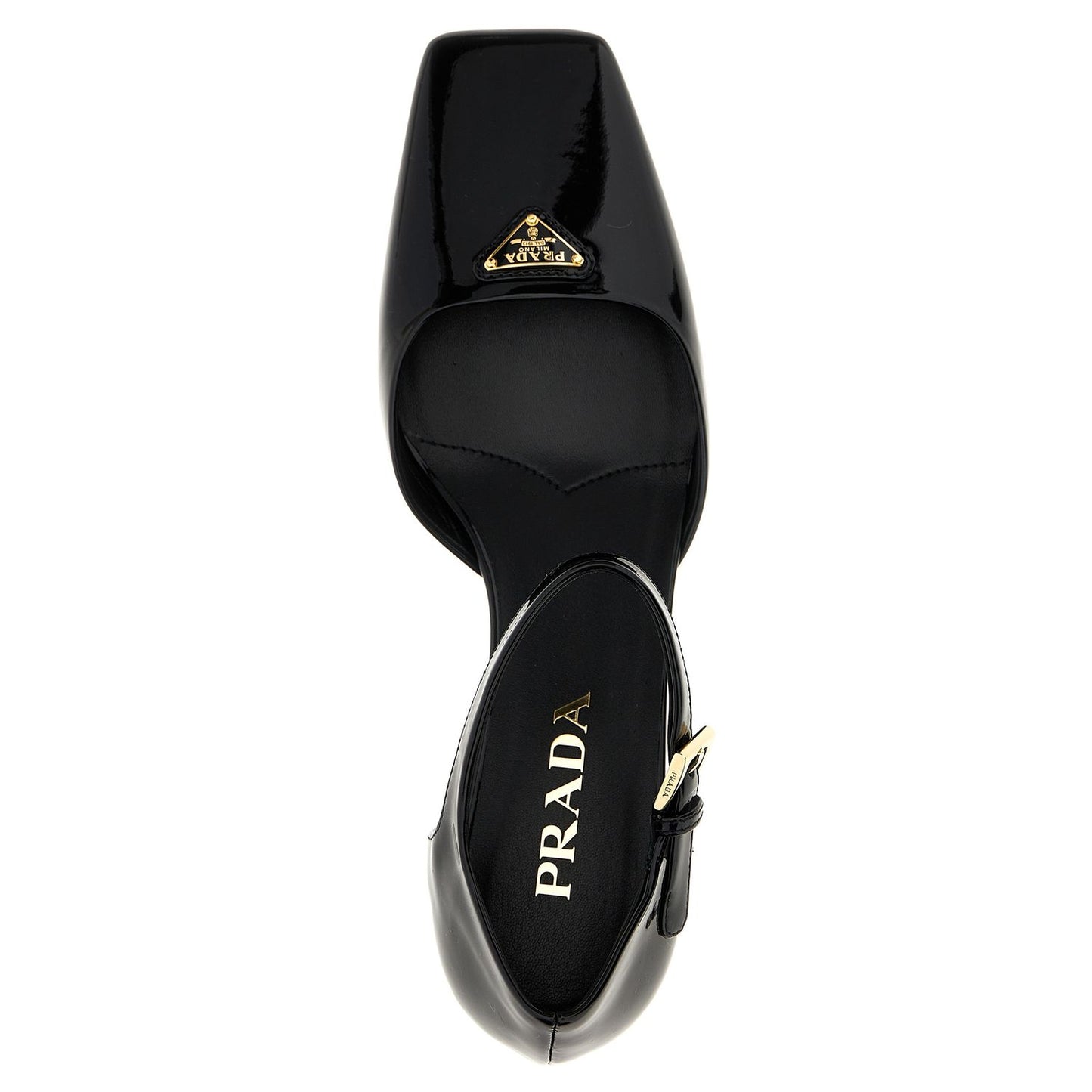 Prada Black Cowhide Mid Heel Pumps