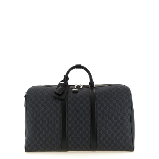 Gucci Black ‘GG Supreme’ Canvas Duffle Bag