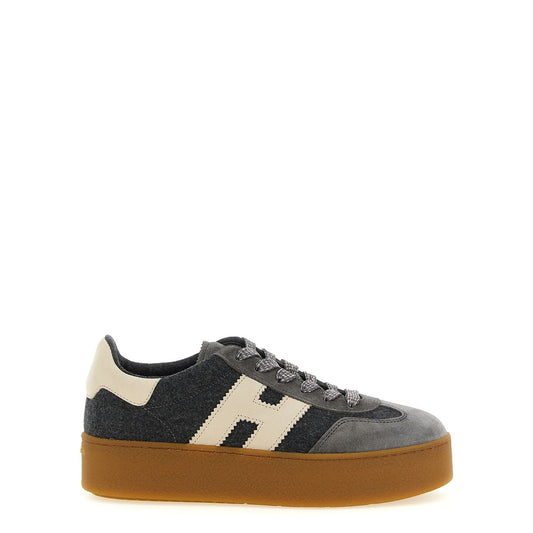 Hogan Gray Wool Platform Sneakers