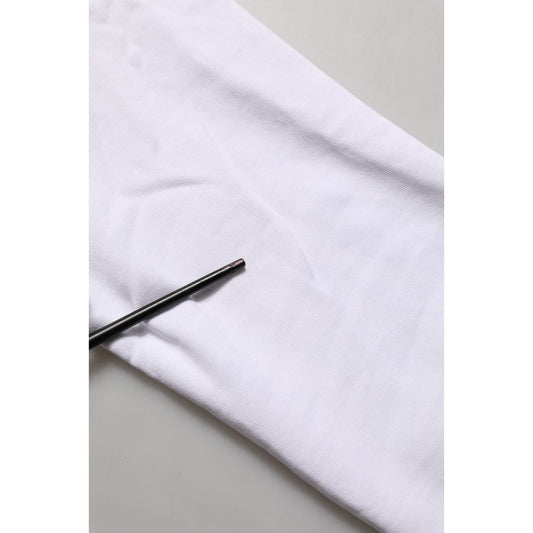 Dolce & Gabbana White Cotton Crew Neck Sweatshirt Sweater