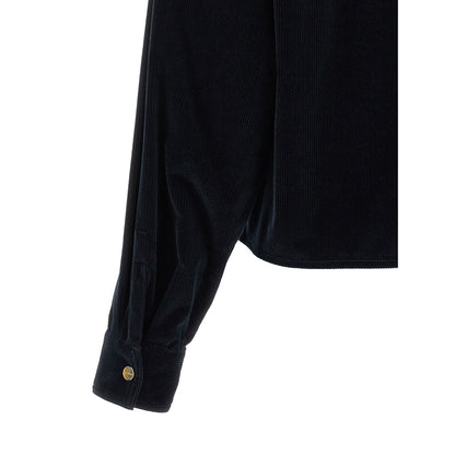Max Mara Blue Cotton Full-Length Jacket