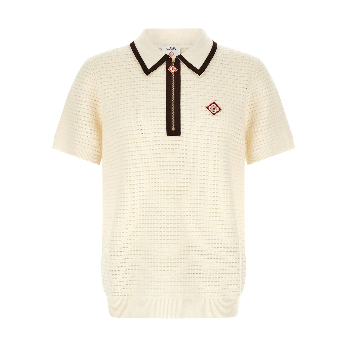 Casablanca White Wool Polo Shirt