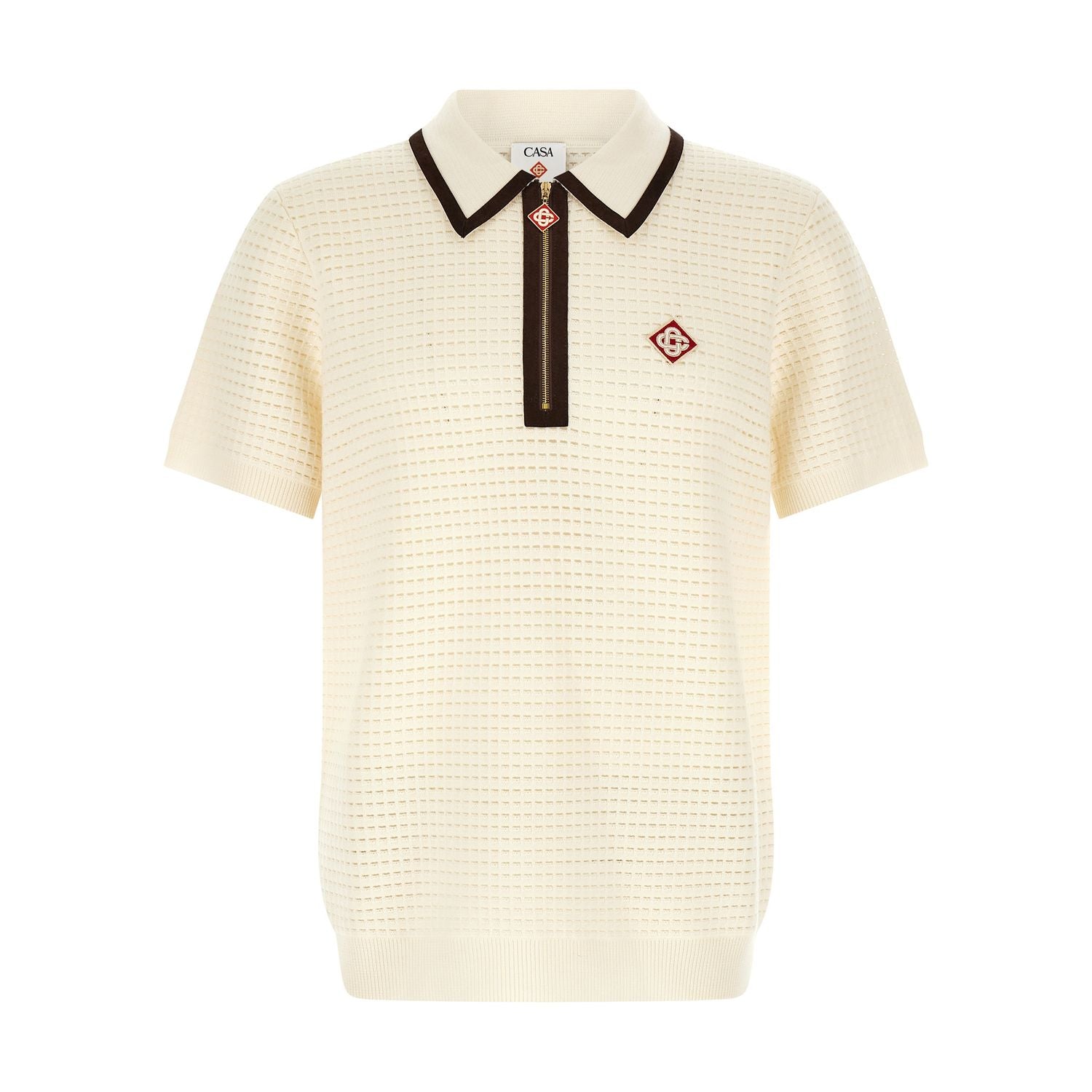 Casablanca White Wool Polo Shirt