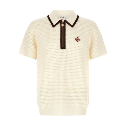 Casablanca White Wool Polo Shirt