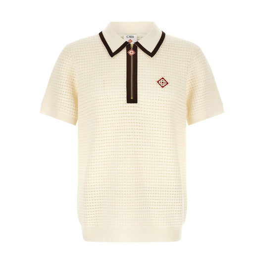 Casablanca White Wool Polo Shirt