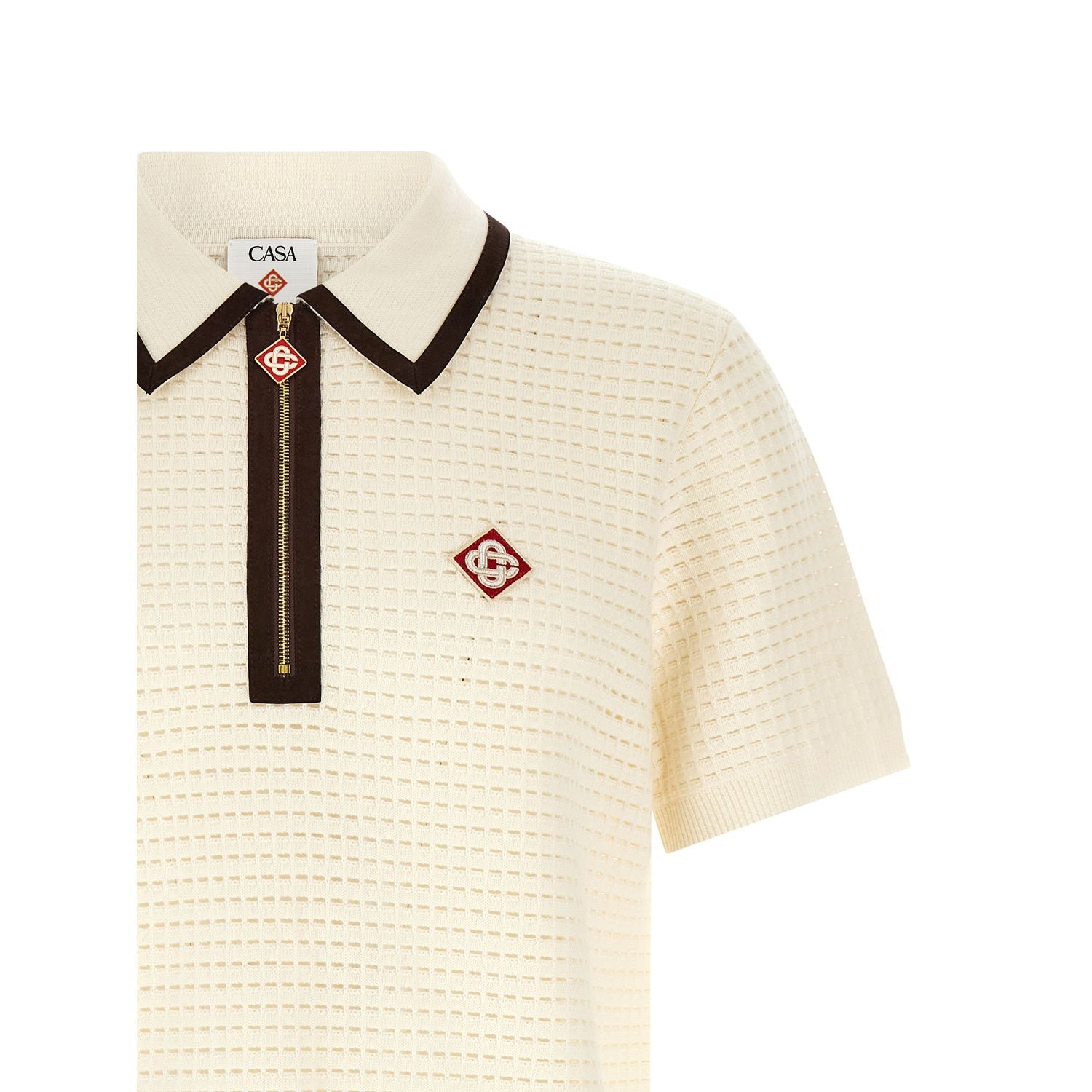 Casablanca White Wool Polo Shirt