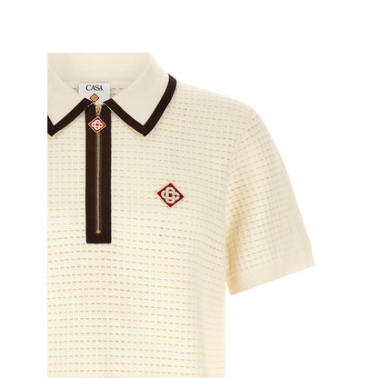 Casablanca White Wool Polo Shirt