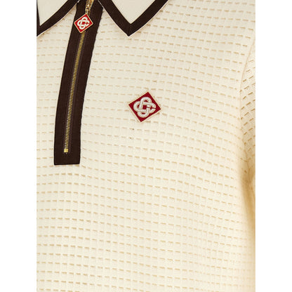 Casablanca White Wool Polo Shirt