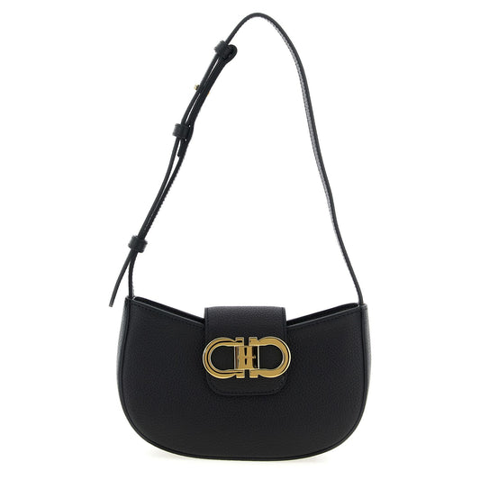 Ferragamo Black Calfskin Shoulder Bag