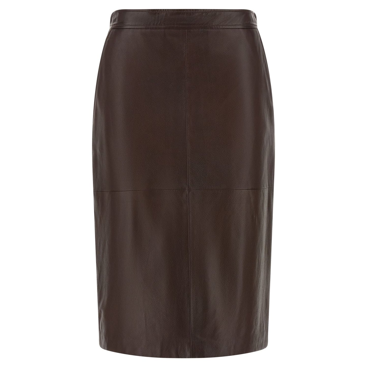 Max Mara Brown Lamb Leather Midi Skirt