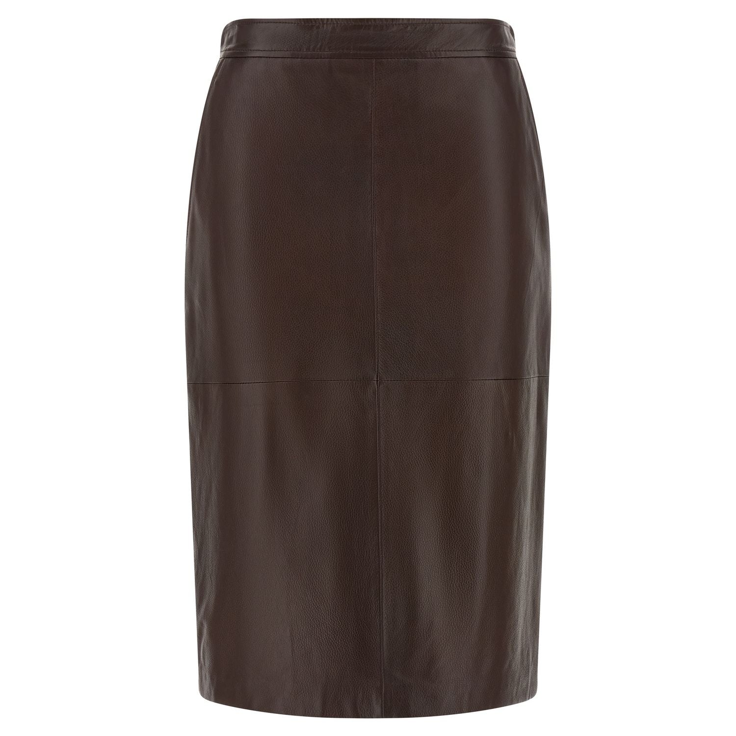 Max Mara Brown Lamb Leather Midi Skirt