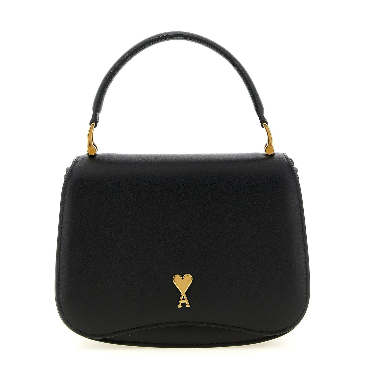 Ami Paris Black Cowhide Paris Paris Handbag