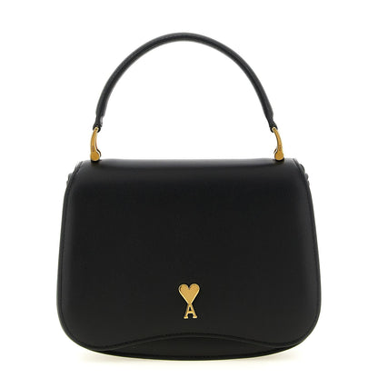Ami Paris Black Cowhide Paris Paris Handbag