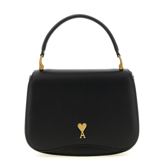 Ami Paris Black Cowhide Paris Paris Handbag