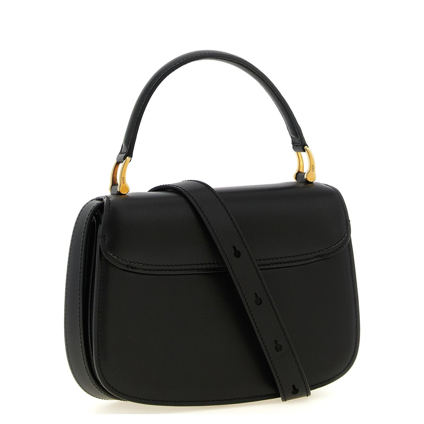 Ami Paris Black Cowhide Paris Paris Handbag