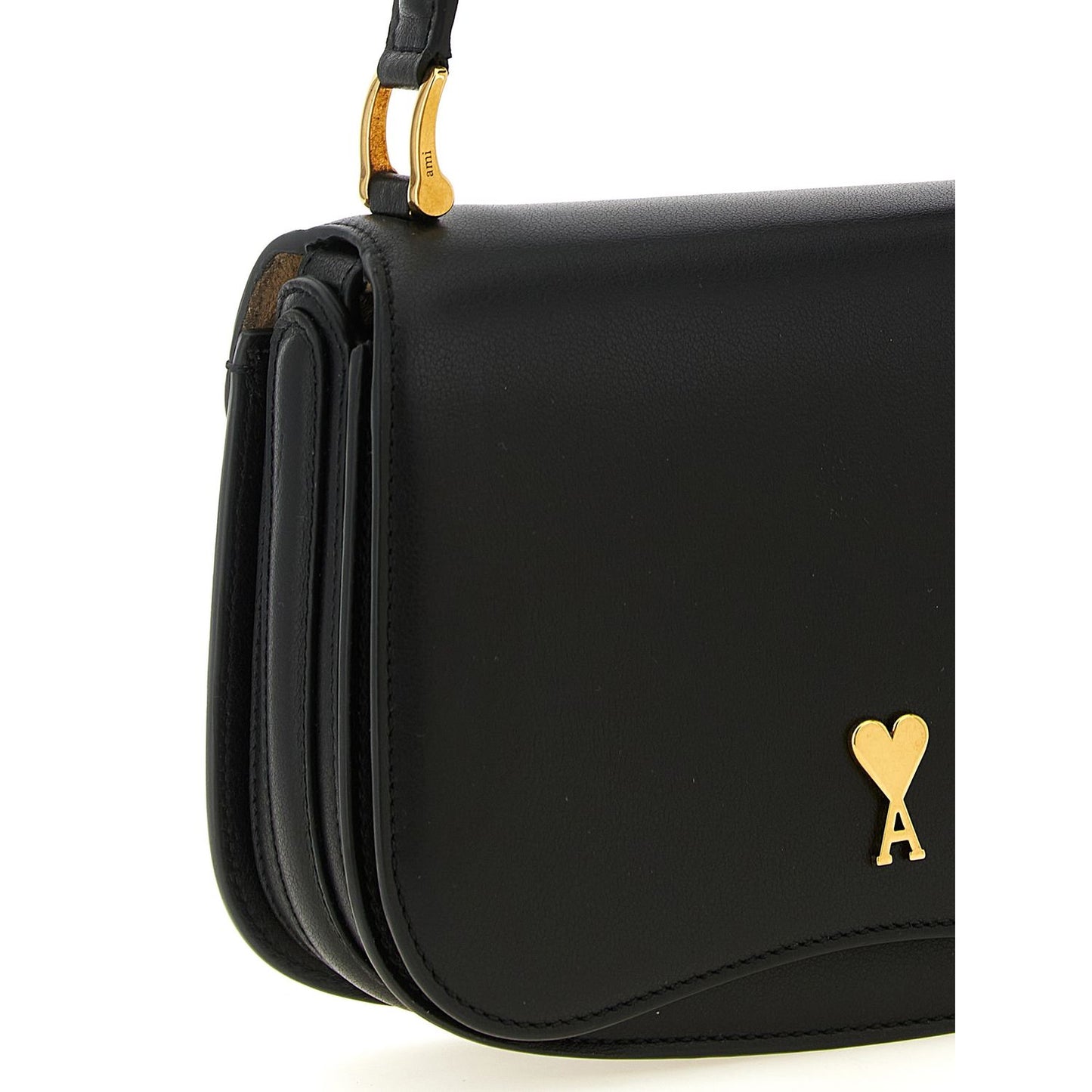 Ami Paris Black Cowhide Paris Paris Handbag