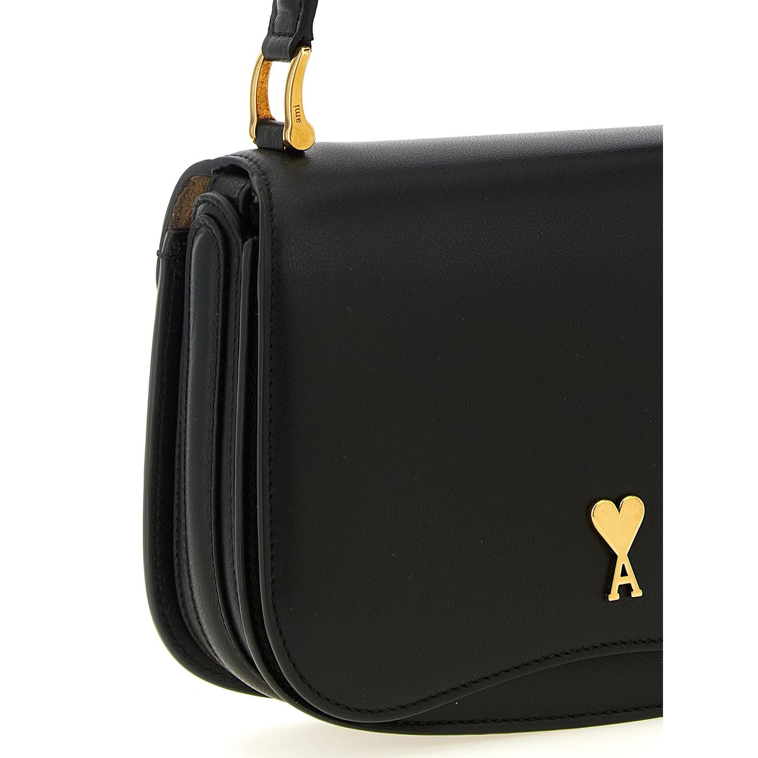 Ami Paris Black Cowhide Paris Paris Handbag