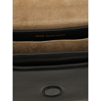 Ami Paris Black Cowhide Paris Paris Handbag