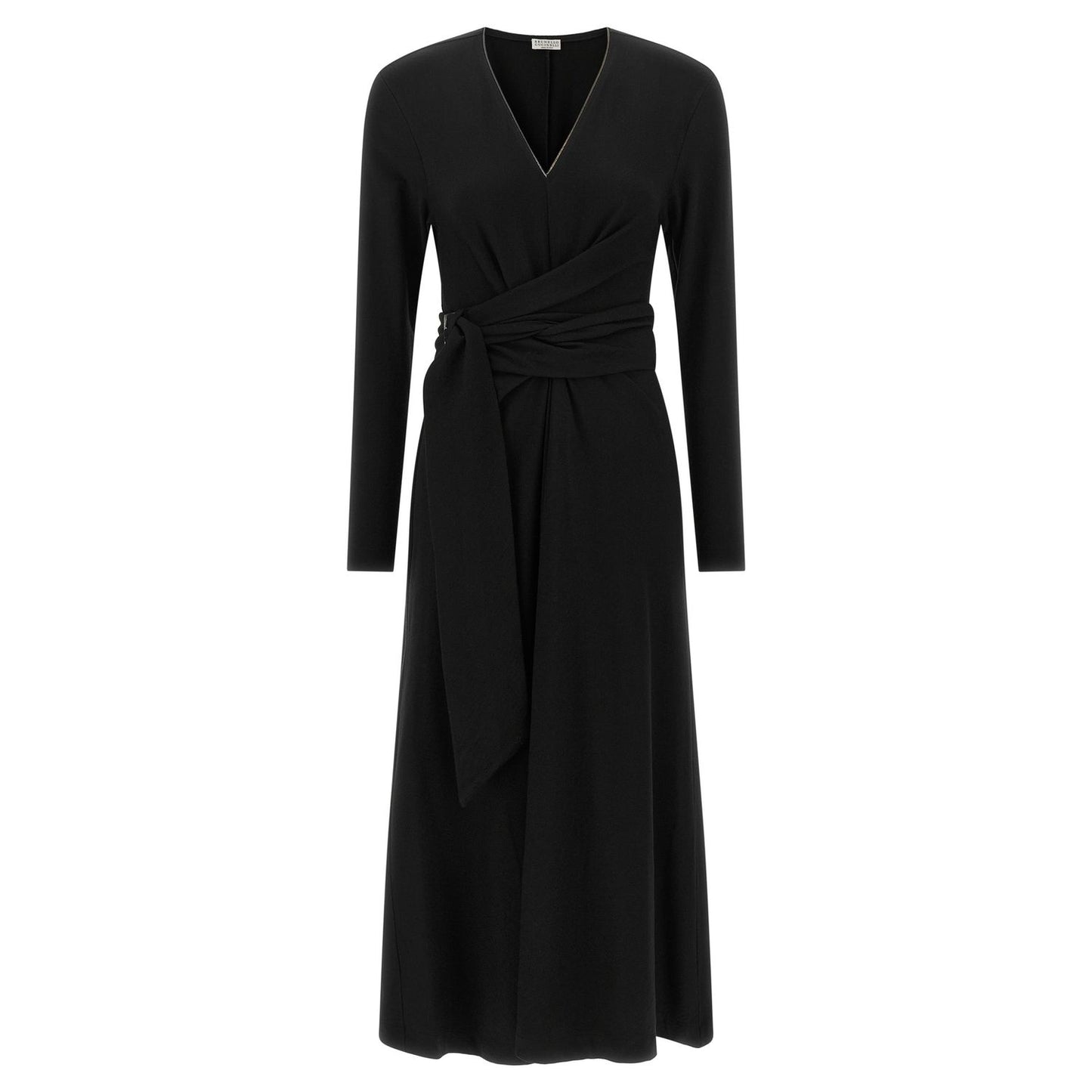 Brunello Cucinelli Black Virgin Wool Midi Dress