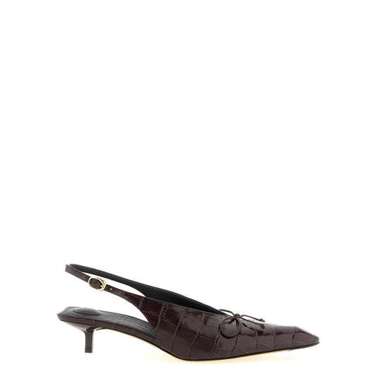 Jacquemus Bordeaux Calfskin Mid Heel Pumps