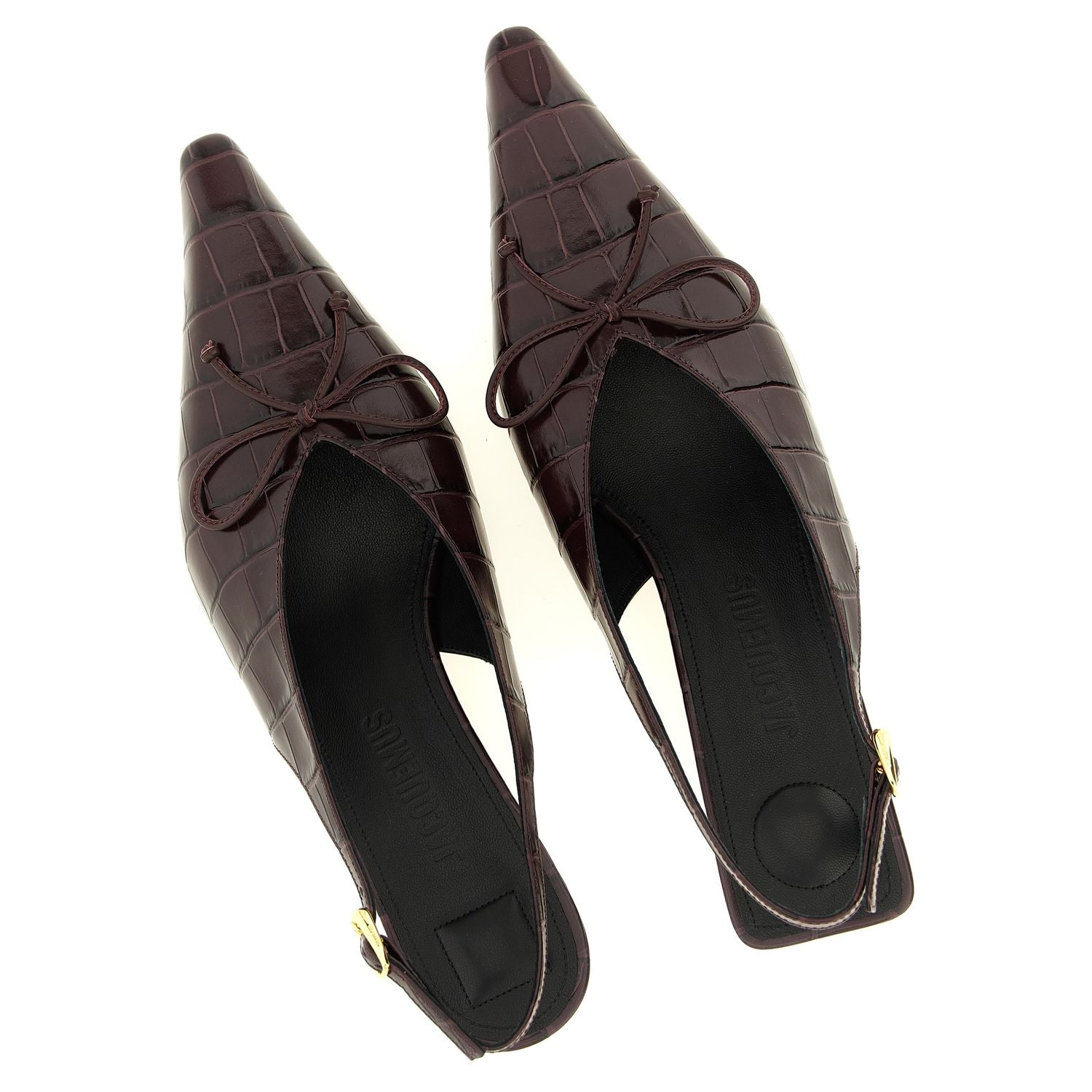 Jacquemus Bordeaux Calfskin Mid Heel Pumps