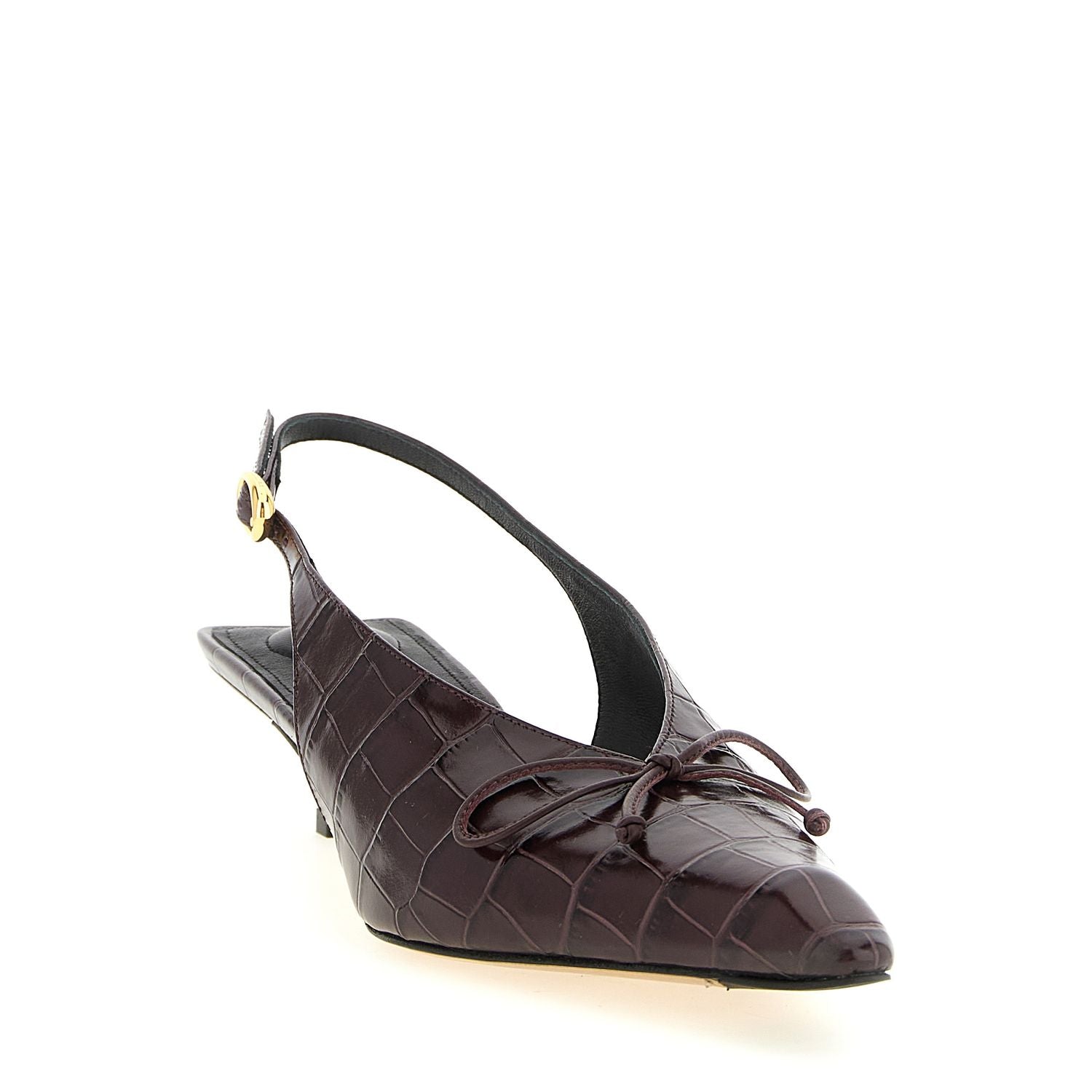 Jacquemus Bordeaux Calfskin Mid Heel Pumps