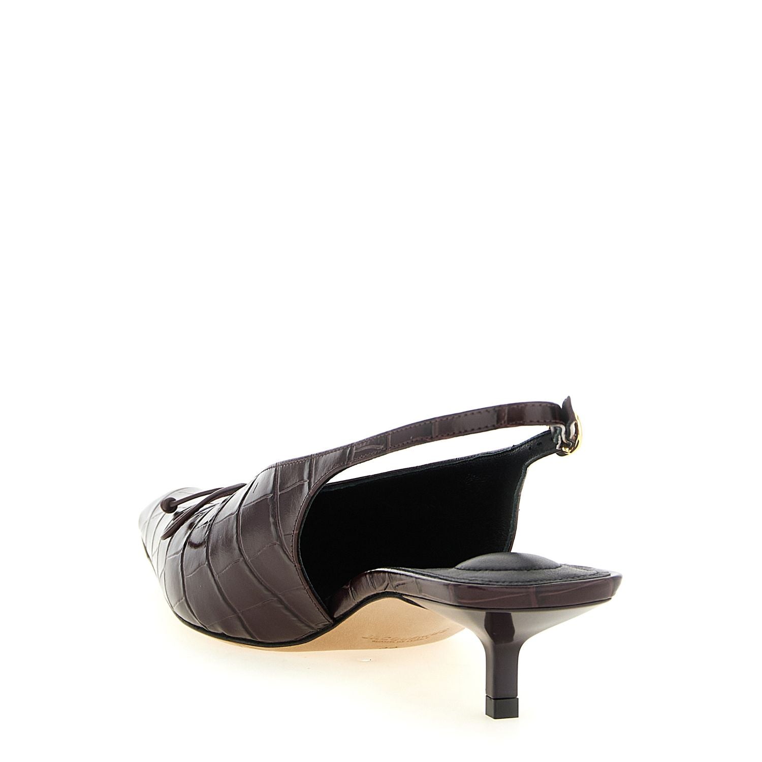 Jacquemus Bordeaux Calfskin Mid Heel Pumps