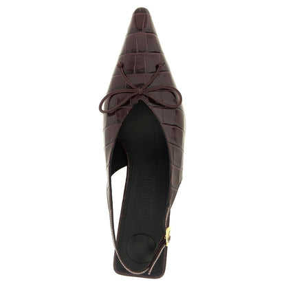 Jacquemus Bordeaux Calfskin Mid Heel Pumps