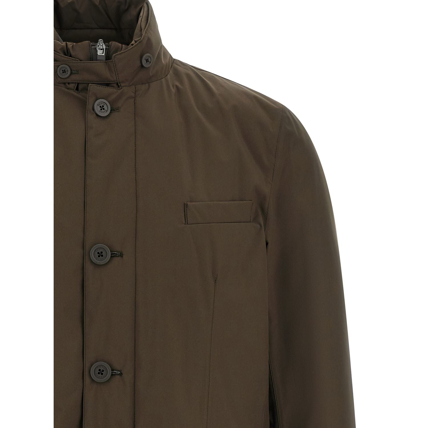 Herno Brown Polyester Full-Length Jacket