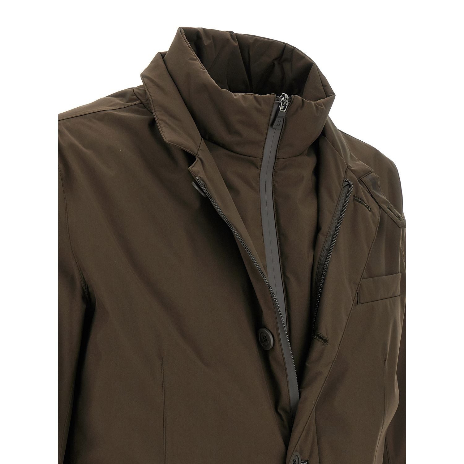 Herno Brown Polyester Full-Length Jacket