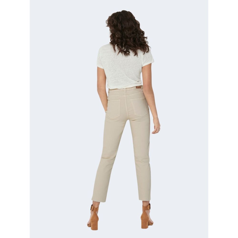 Only Beige Cotton Mom Jeans